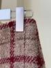 Ready Stock Red Plaid High-Waisted Woolen Skirt with Slit - Retro French Style for Autumn/Winter