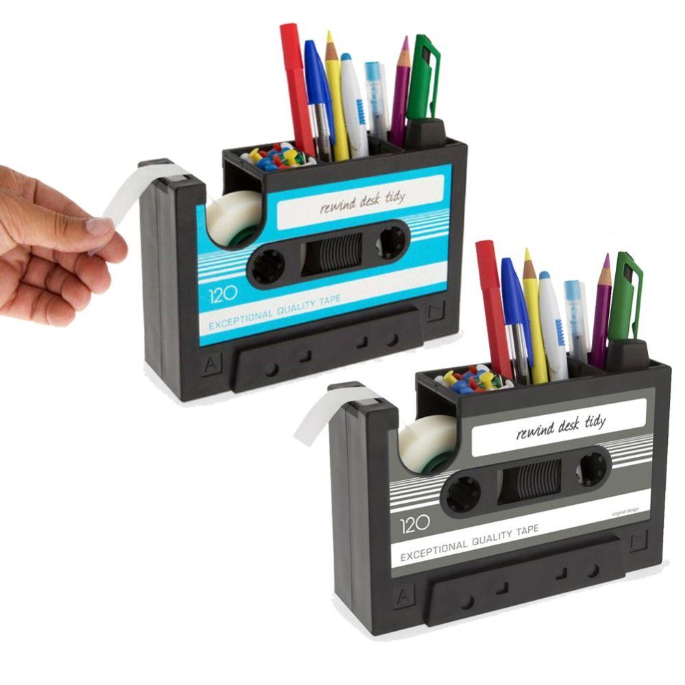 

Desktop Organizer Cassette Tape Pen Holder Pencil Pot Storage Container Stationery