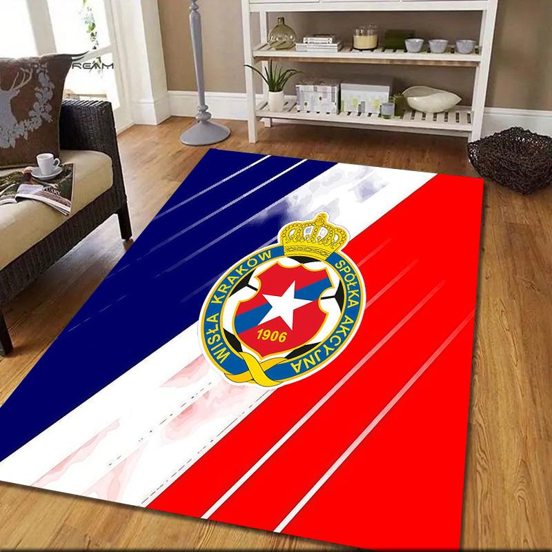 Red Star Belgrade Flannel Pattern Square Carpet,Area Rug,Carpet Rug for Living Room Bedroom Sofa Playroom Decor,Non-slip Floor Mat