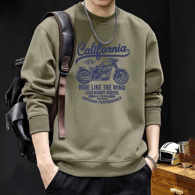 Men's Heavyweight American Style Round Neck Long Sleeve Loose Hoodie for Spring and Autumn