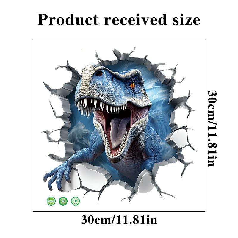 3D Dinosaurier Wandsticker für Kinderzimmer Kindergarten Schlafzimmer Wanddeko Wasserdichte Vinyl Toilettenaufkleber für Mülleimer Kreative Abziehbilder