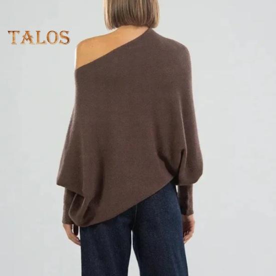 Women Pullover Tops Round Neck Long Sleeve Casual Loose Fit Tops Solid Color Stretchy Casual T-shirt