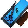 6.0" Black Painted Dragon Handle Hairdressing Scissors - Straight & Serrated Styles, DL1-0401
