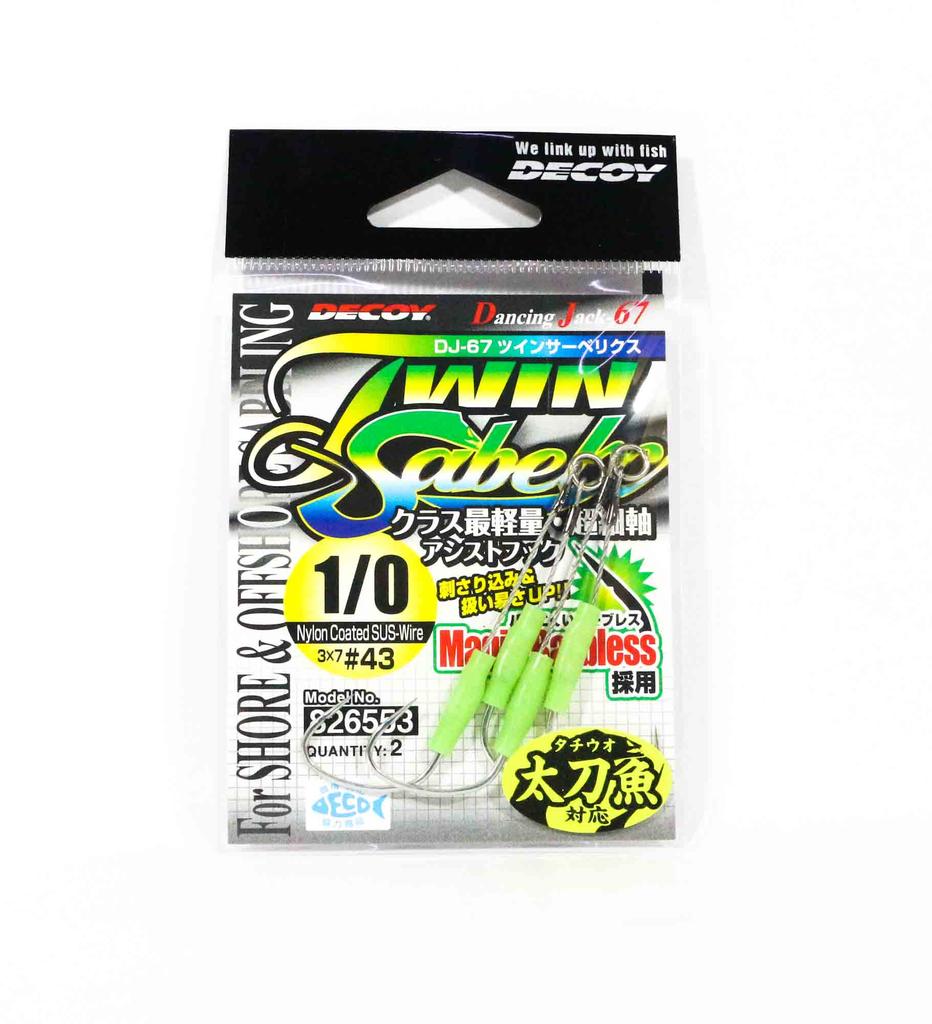 Decoy DJ-67 Dvojité Sabelx Asistenční háčky s drátem Velikost 1/0 (6553)