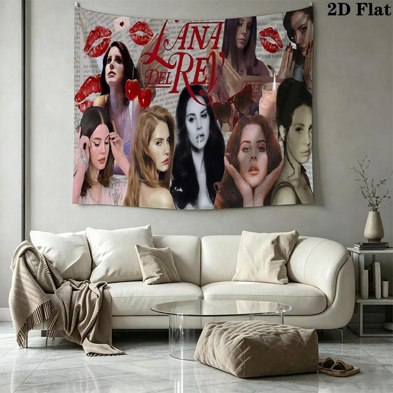 Lana Del Rey Poster Wandteppich Ästhetisches Wandbehang Gedruckter Stoffdecke Dekorative Wandteppiche für Schlafzimmer Wohnzimmer Heimdekoration