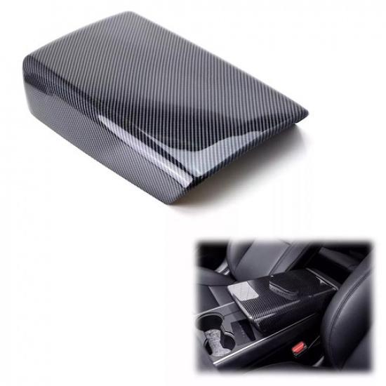 Carbon Fiber Interior Armrest Storage Box Cover Trim For - Tesla Model Y