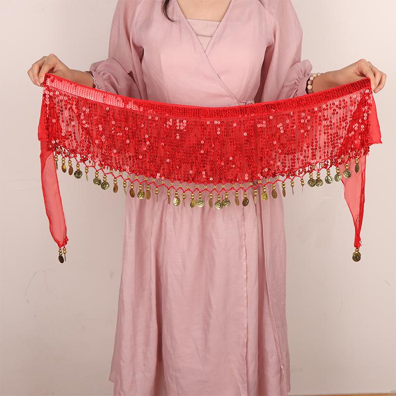 Belly Dance Waist Chain Boho Sequin Tassel Waist Belt Indian Dance Hip Scarf Jazz Dance Show Costumes With Dangling Sequins