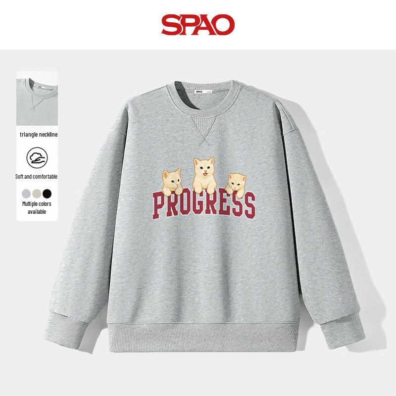SPAO Women's Three Cats Graphic Pullover Sweatshirt