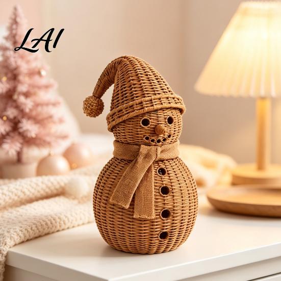 Cute Snowman Shelf Decor Christmas Ornament for Tabletop Decor Retro Resin Figurine Decorative Figurines Fireplaces with Knitted Texture Winter