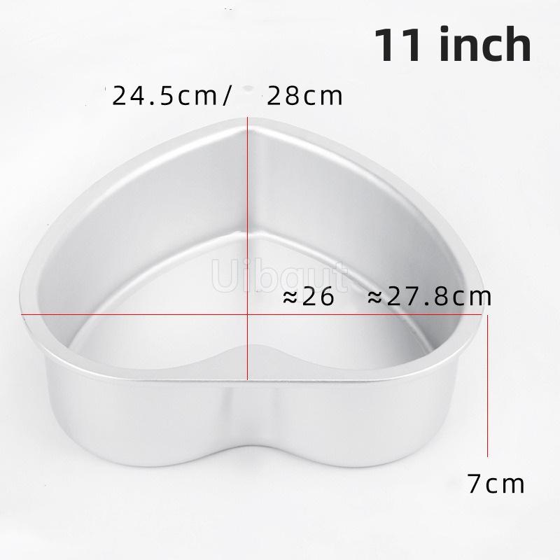3/4/5/6/7/8/10/11 Inch Heart Shaped Cake Pan mold Solid Bottom Aluminum Alloy Chocolate Cake Pan Silver Tin Baking Mold Mould