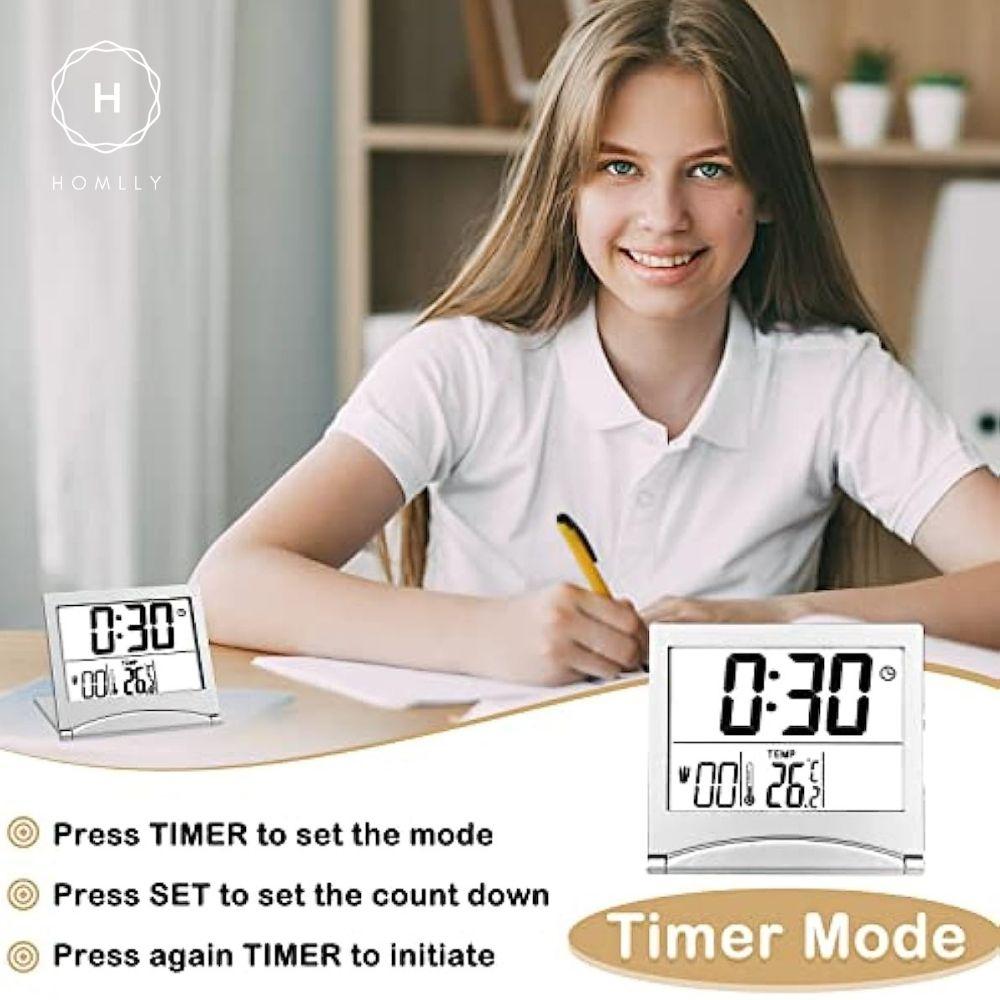 Homlly Slim Digital Travel Alarm LCD Clock with Calendar Timer Temperature Snooze Mode