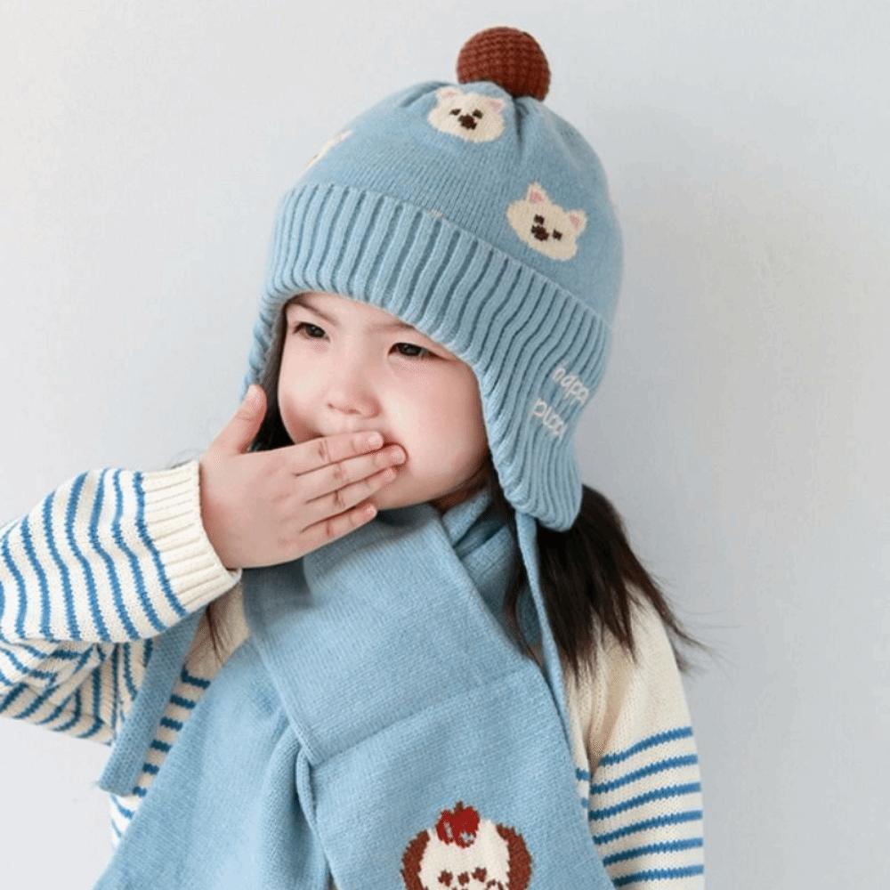 Fleece Lining Winter Baby Crochet Hat Soft Kids Ear Protection Hat Toddler Use