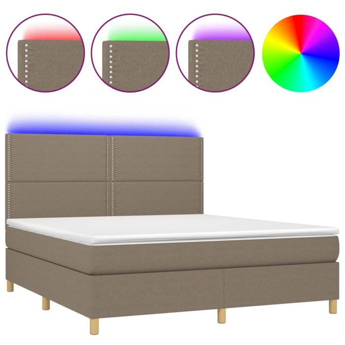 VidaXL Sommier à Lattes de Lit avec Matelas et LED, Lit Rembourré, Lit Double, Lit Adulte de Chambre à Coucher Intérieur, 3135377
