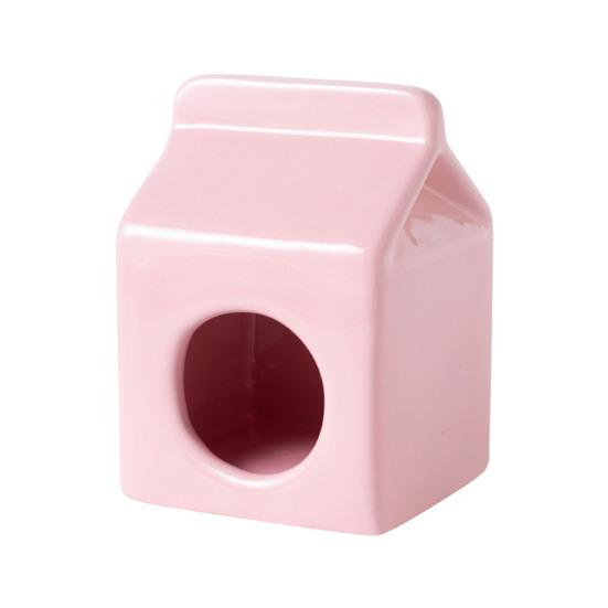 Summer Ceramic Hamster Hideout, Milk Carton Shaped Small Animals House, Gerbil Mice Guinea Pig Dwarf Hamster Habitat Cave