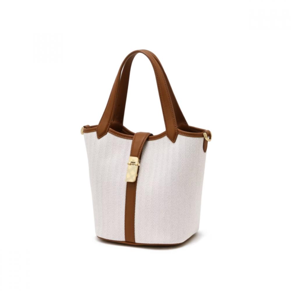 DakS Ivory Cowhide ContraSt CanvaS Tote Bag S Dcba6e194iv