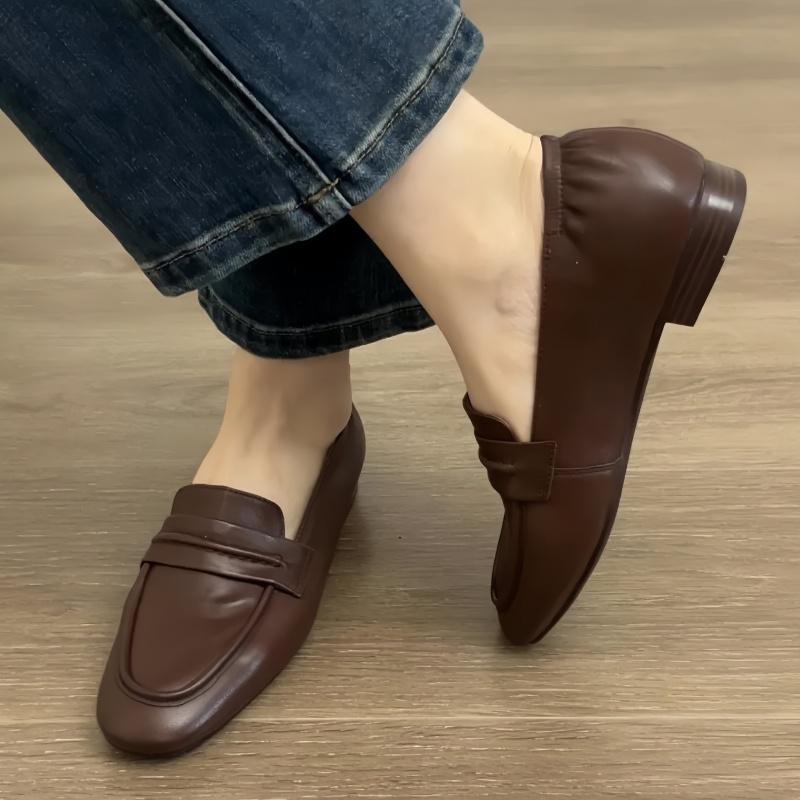 Fashion British Style Spring Summer Casual Women's Lightweight Flat Shoes 2025 Fashion Office  Ladies Retro Leather Loafers Women Flats