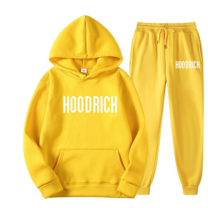 Mens Hooded Tracksuit Set Long Sleeve Sweatshirt Pants Casual Sportswear