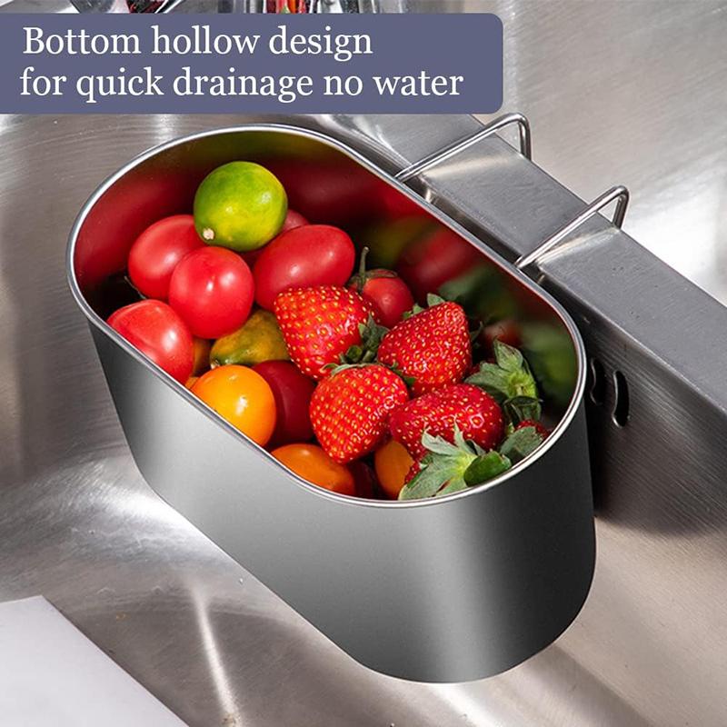 304 Stainless Steel Sink Drain Strainer Basket, Hanging Colander for Filtering Kitchen Waste, Washing Vegetables & Fruits