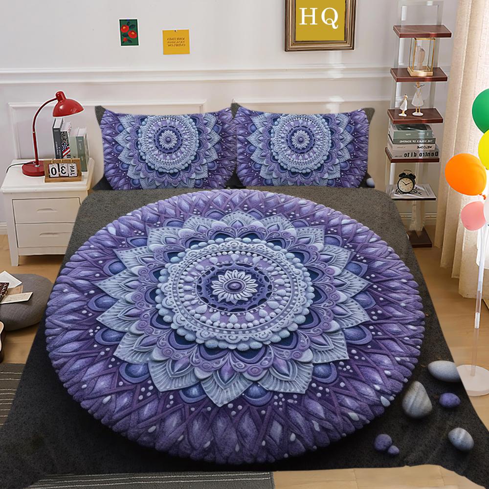 Set cuvertură pilote cu imprimeu Datura Bărbat Femeie Husă de pat Costum Queen Size Poliester Moale Textile pentru Casă