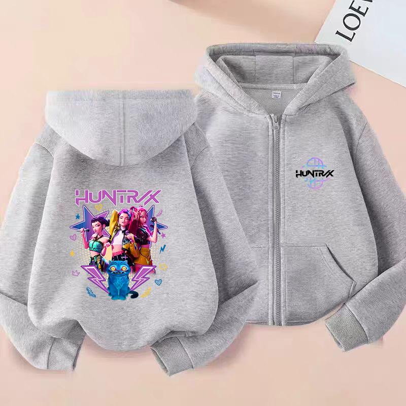 2025 New Y2K KPop Devil Hunter Zipper Hoodie Autumn Casual Long Sleeve Children's Clothing Fashion Versatile Girls' Top