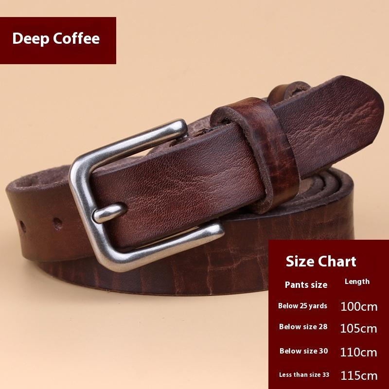 Vintage Leather Belt Genuine Leather Denim Top Layer Cowhide Women's Belt Korean Style Casual Thin Pin Buckle Belt