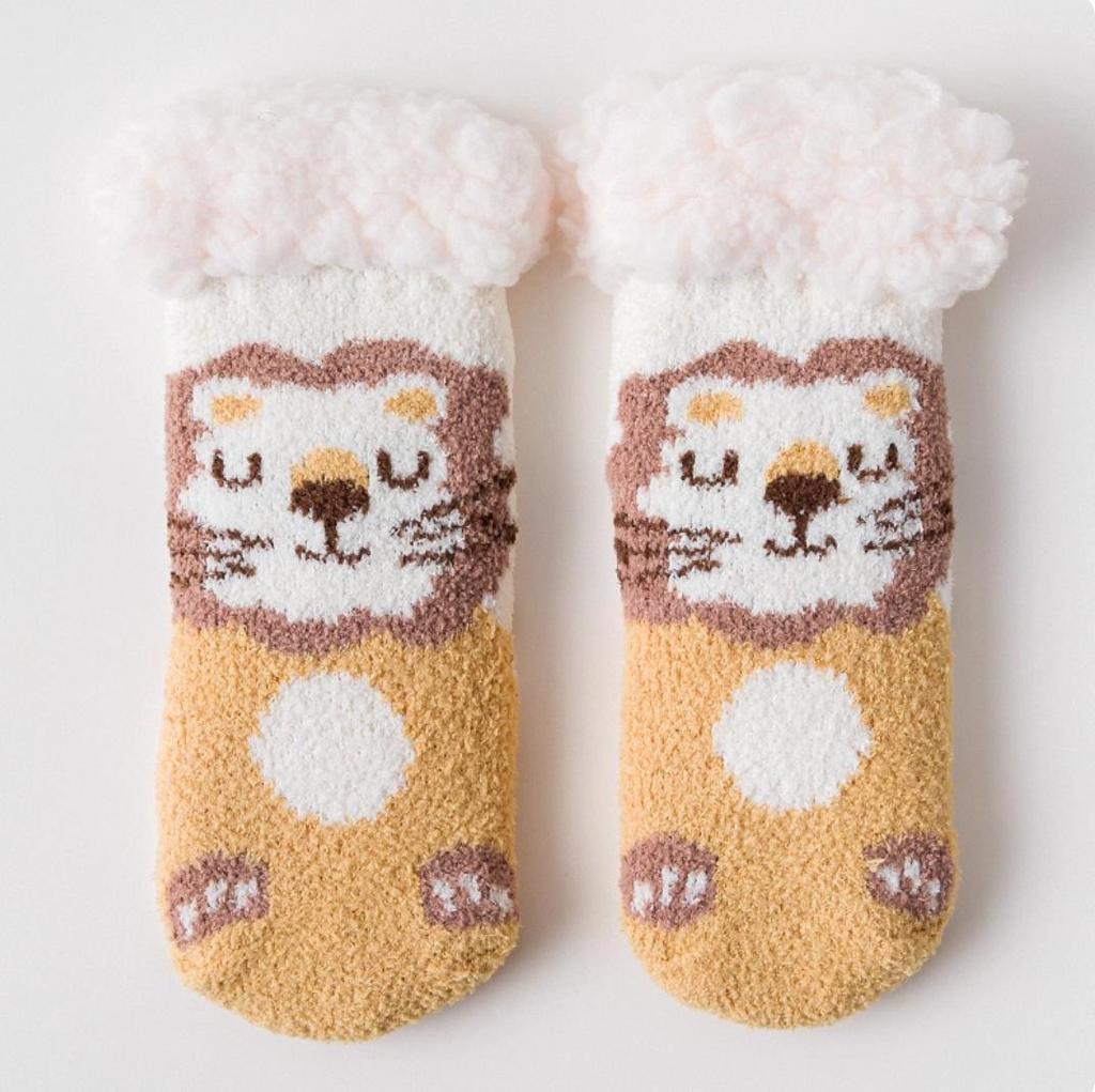 Non-Slip Fleece-Lined Baby Winter Socks - Thick, Warm, and Cozy Coral Floor Socks for Children