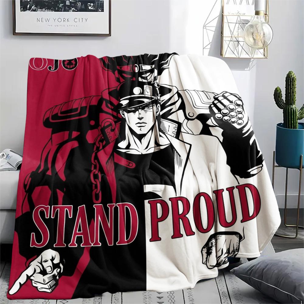 1PC Jojo'S Bizarre Adventure Patterned Flannel Blanket Suitable For All Seasons For Home Decor Warmth And Comfort Gifts Holiday Present