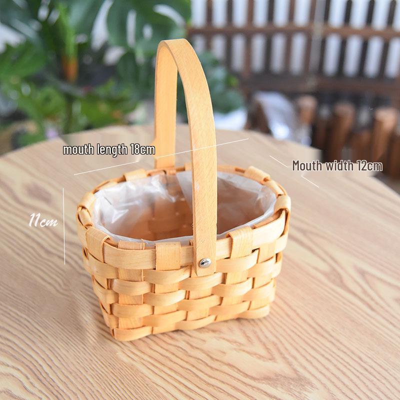 Large European-Style Bamboo Flower Basket for Arrangements - Handwoven Indoor Floral Storage Basket