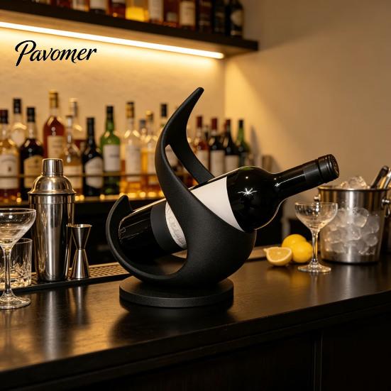 Modern Wine Rack 3D Printed Flame Bottle Holder, Sculptural for Holder Home Bar, Decorative Tabletop Storage Stand, Creative Gift Organizer