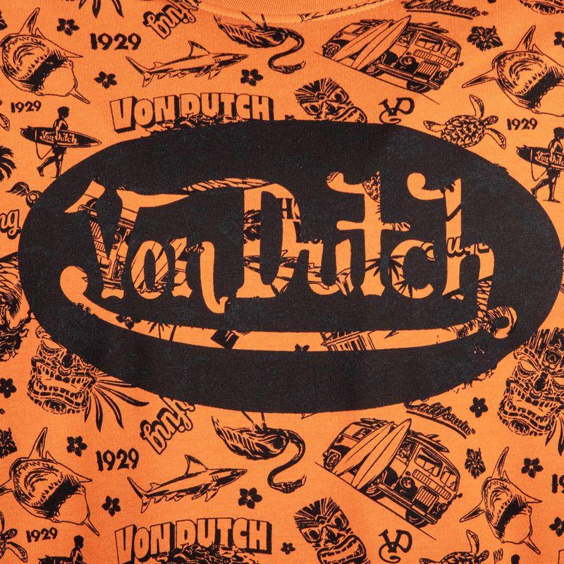 Men's Orange Allover Chest Logo T-shirt VON DUTCH