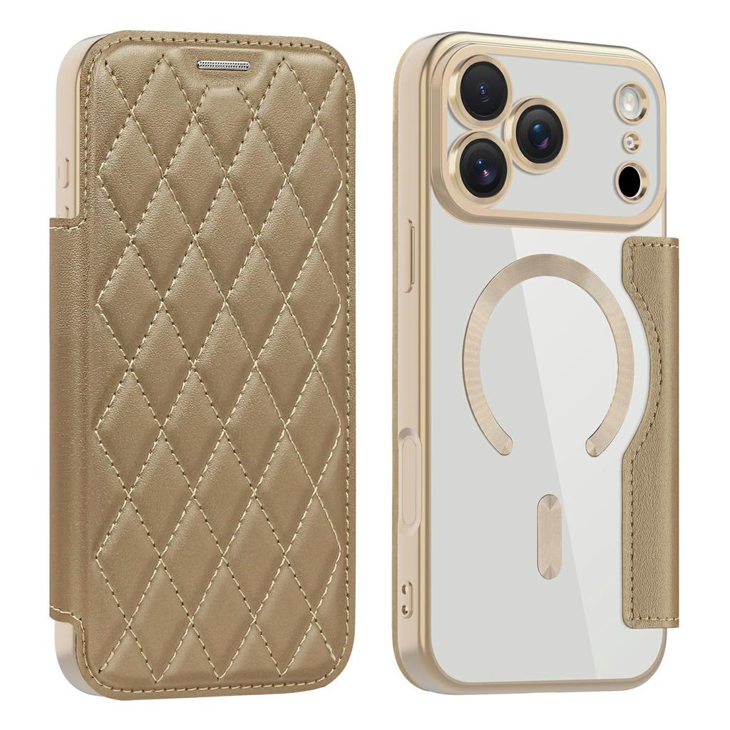 For iPhone 17 Pro Max Case Compatible with MagSafe Rhombus PU Leather Phone Cover