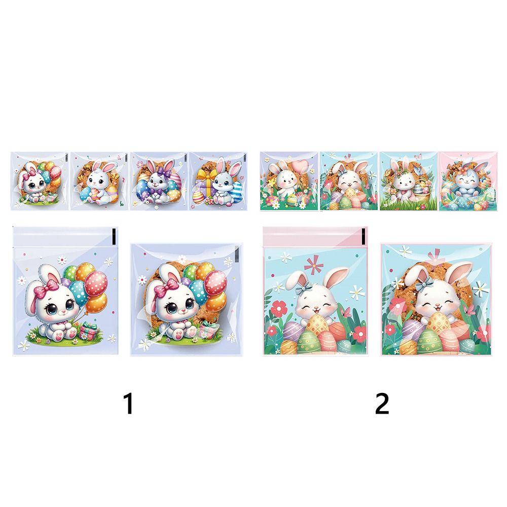 100PCS Multicolor Easter Candy Bags OPP Accessories Easter Cookie Bags Cartton Rabbit Eggs Wrapping Bag Biscuit Snacks Sugars