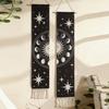 Fringed Tapestry, Soft Cotton with Sun Moon Star Prints Wall Hanging, Bohemian Style Doorway Curtain for Bedroom Living Room