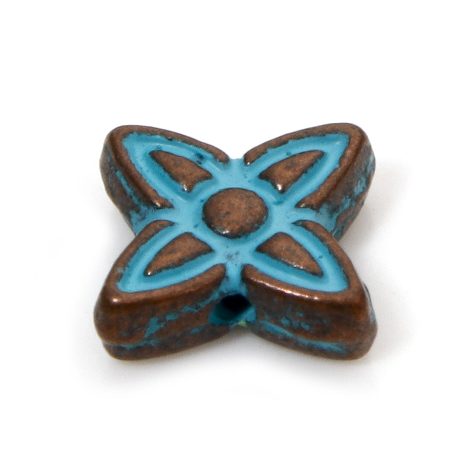 

50/100 Pcs Zinc Based Alloy Spacer Beads Flower Half Moon Star Heart Patina For Diy Jewelry Making Antique Copper Blue Charms as shown