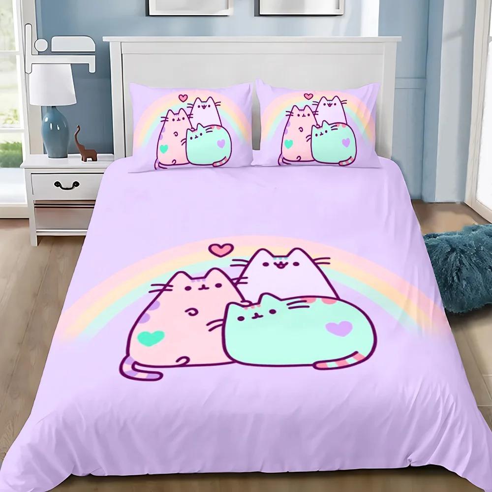 Exquisite cute Print Duvet Cover Set Bedding Set P-Pus-heens Cat Single Double King Size For Kids Boy Girl Bedroom Decor 2/3pcs