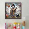 Girl Printed Cross Stitch Kit 40x40cm DIY 11CT Embroidery Craft Set Home Decor