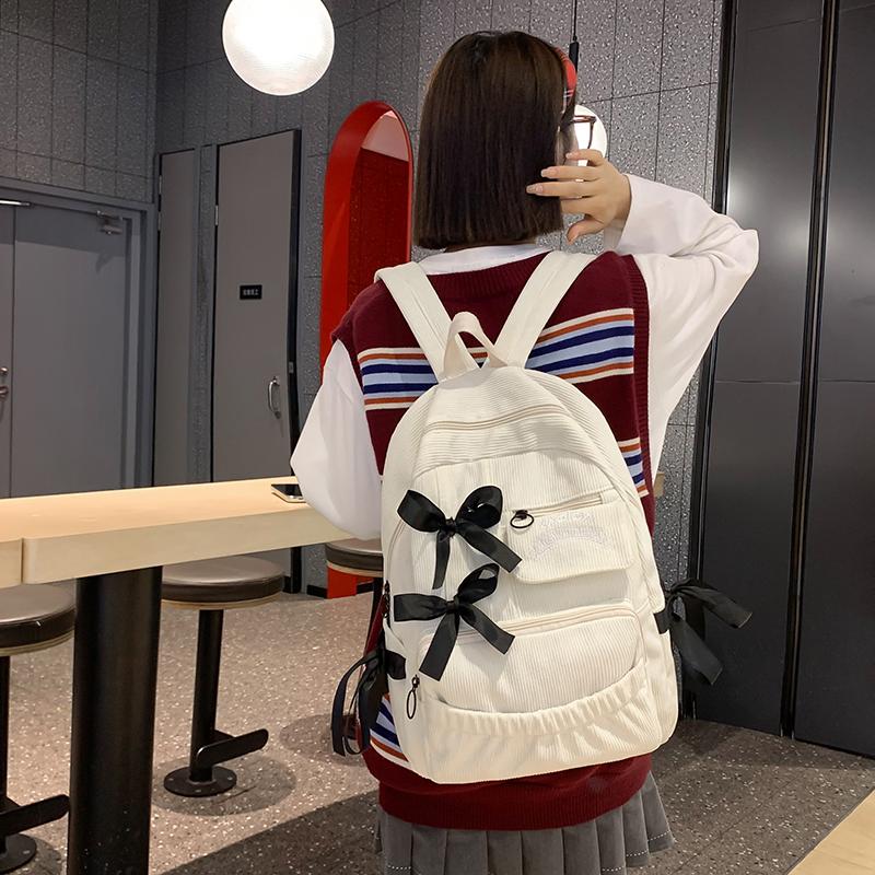 Student Schoolbag Women's Corduroy Backpack Large Capacity Backpack