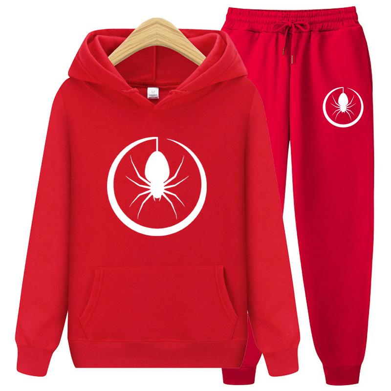 Women's Sportswear Two Piece Set Warm Jackets and Pants Spider Print Coats Sets Outdoor Hoodies Sports Suits Jogging Suits