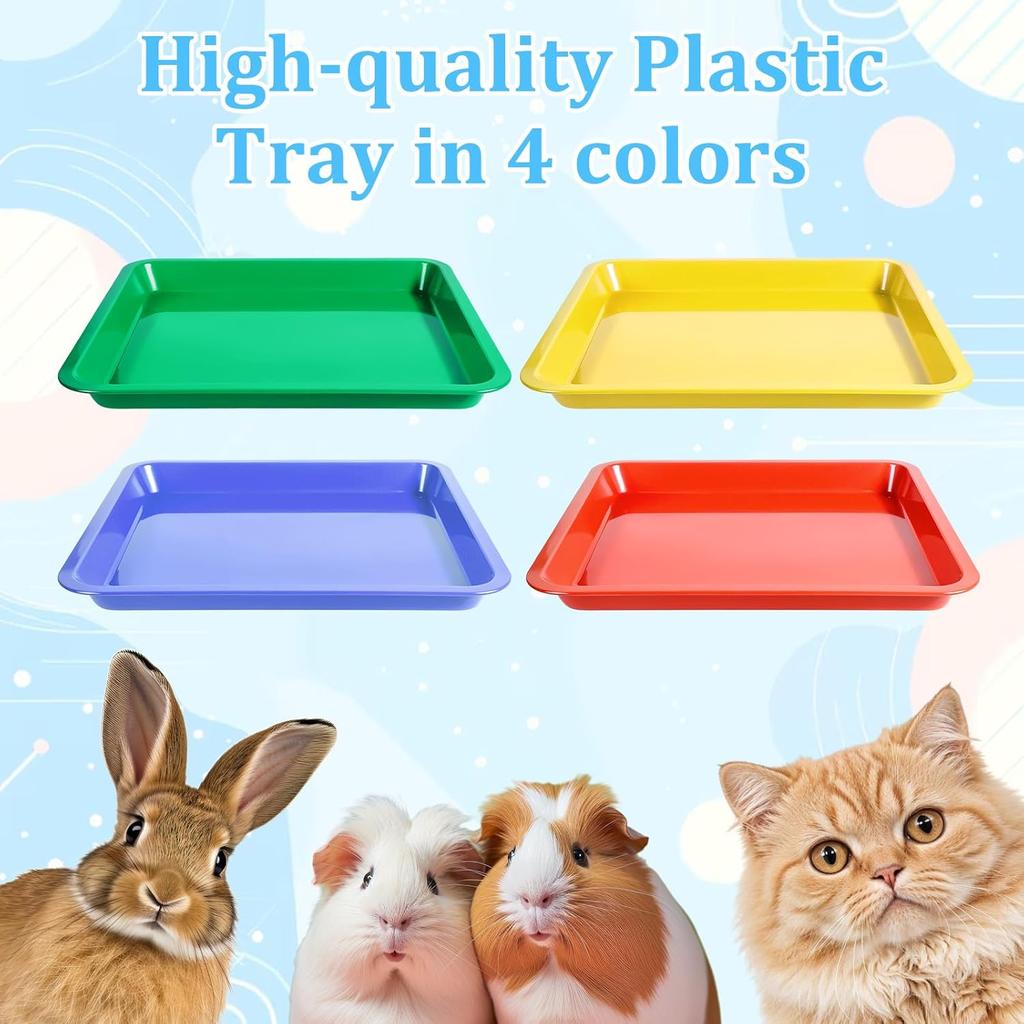 Multicolor Kitten Litter Box, 4 PCS Portable Open Tray for Small & Senior Cats, Waterproof Plastic Travel Litter Pan, 15.2x12x1.
