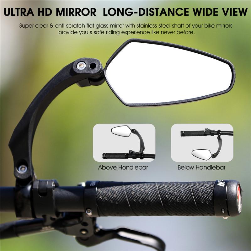 WEST BIKING Bicycle Rear View Mirror 360 Degree Rotate for Bike MTB Bicycle Electrical Bike Wide-Range Adjustable Angles Mirror