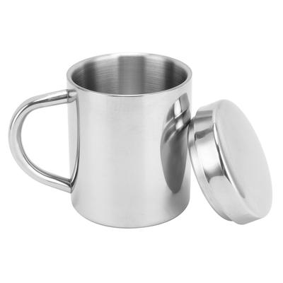 Tea Cup Portable 304 Stainless Steel Water Cup with Lid Handle Drinking Milk Cup for Home Outdoor
