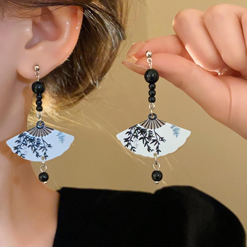 Neo-chinese Style Bamboo Joint Flower Earrings Imitation Pearl Fringe Earring New National Tide Personality  Earrings for Women