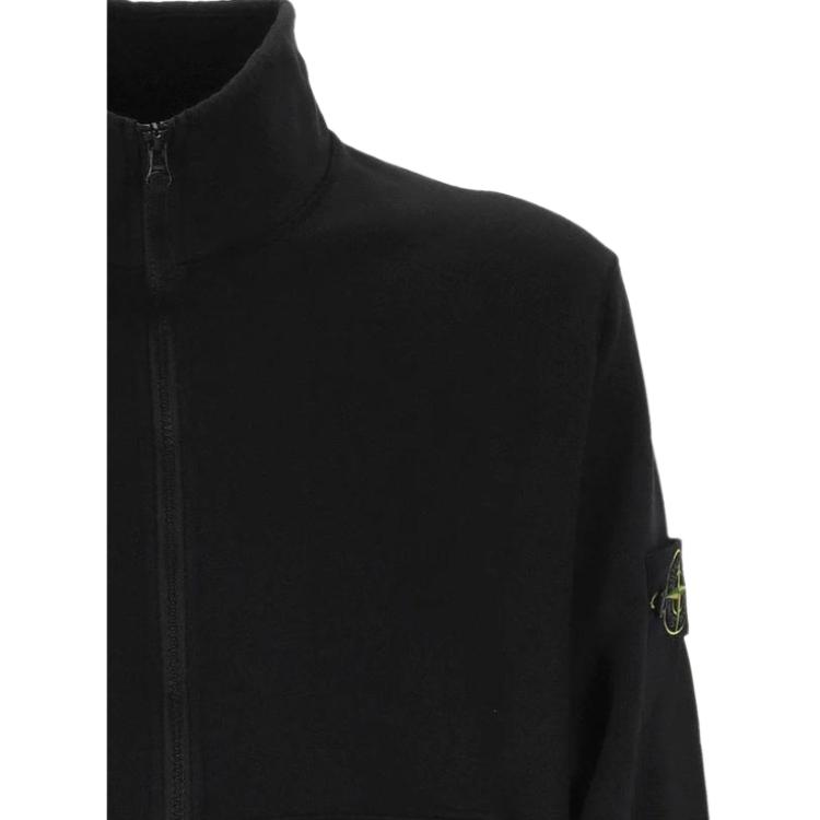Stone Island Badge Zip Collar Long Sleeve Sweatshirt Men sweatshirt Black K1S1561006-43S0051-V0029