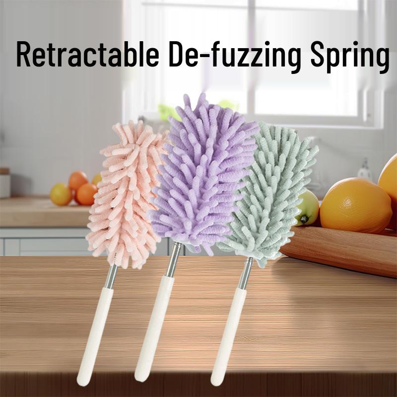 Nordic Style Telescopic Chenille Feather Duster - Bendable Dusting Brush for Household Cleaning