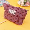 Cute Flower Corduroy Makeup Bag Women Zipper Cosmetic Organizer Female Clutch Bag Portable Toiletry Case For Girls