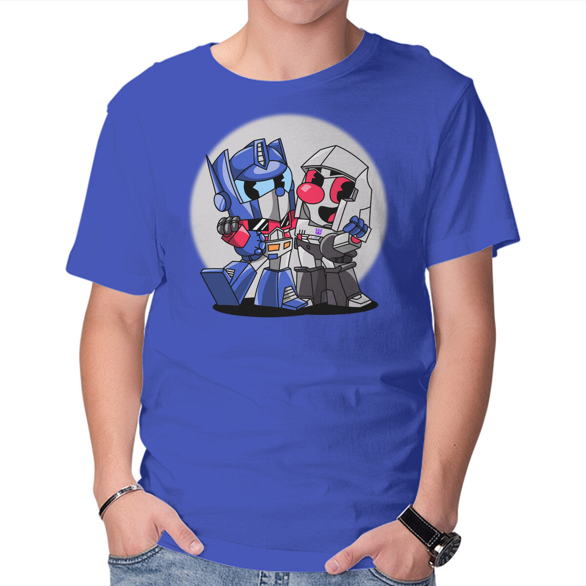 Unisex Crew Neck T-Shirt Cybertron Head Graphic Short Sleeve Casual Tee M