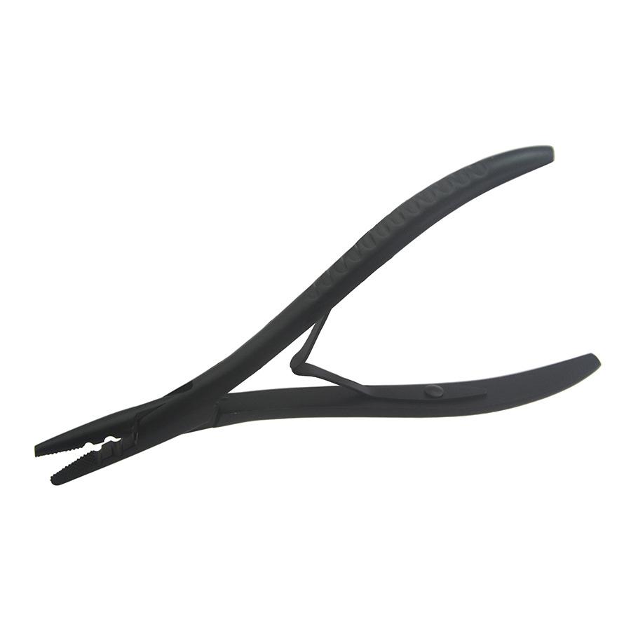 Black Stainless Steel Double-Hole Hair Extension Pliers - Professional Wig Making Tool for Braiding, Weaving & Salon Styling (Durable & Anti-Rust)