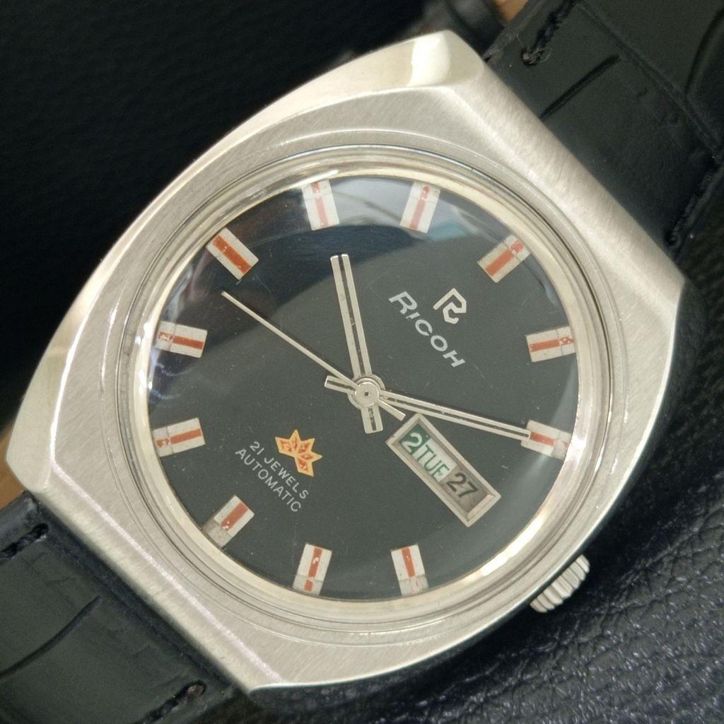 RICOH R31 АВТОМАТИЧЕСКИЕ ВИНТАЖНЫЕ ЯПОНСКИЕ МУЖСКИЕ ЧАСЫ ЧЕРНОГО ЦВЕТА a704764-1