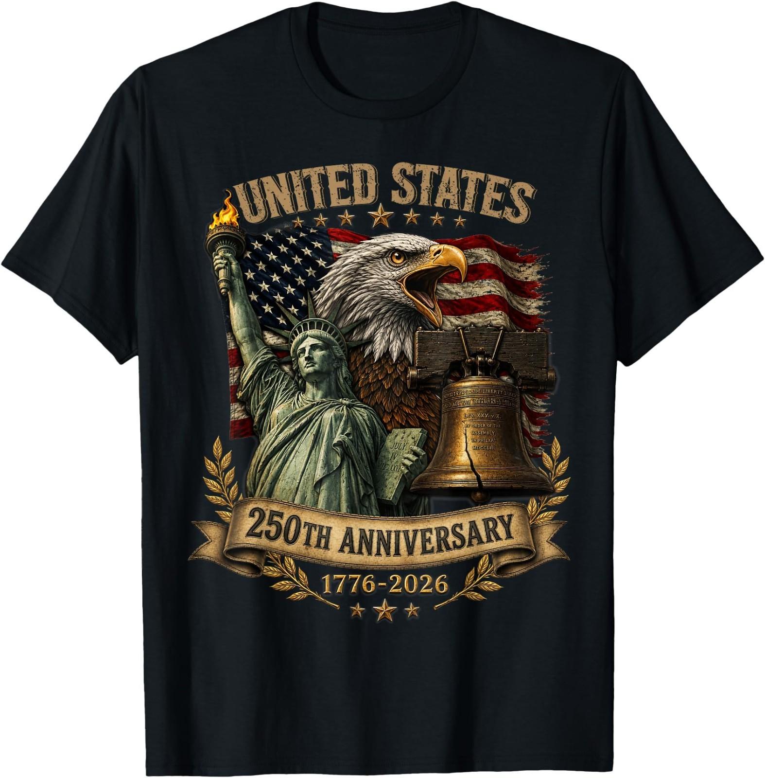 250th Anniversary USA Flag Freedom 4th of July Patriotic T-Shirt S