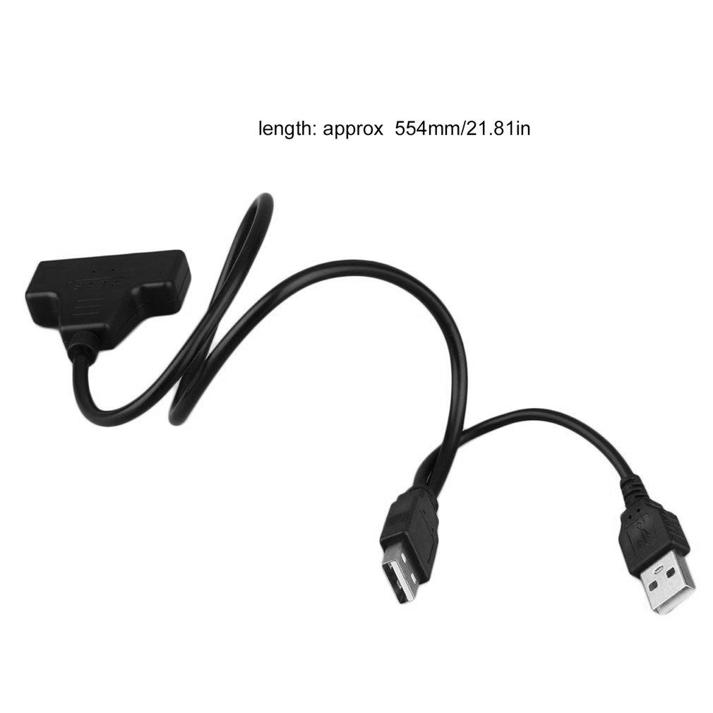 Double USB 2.0 Male To SATA 7+15P 22 Pin Cable Adapter For 2.5" SSD/Hard Disk Drive USB 2.0 SATA 7+15Pin To USB 2.0 Adapter Hot